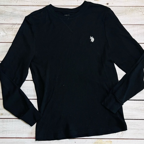 U.S. Polo Assn. Other - 🌻5for25🌻us POLO ASSN BLACK WAFFLE KNIT SLEEPWEAR LONG SLEEVE TOP